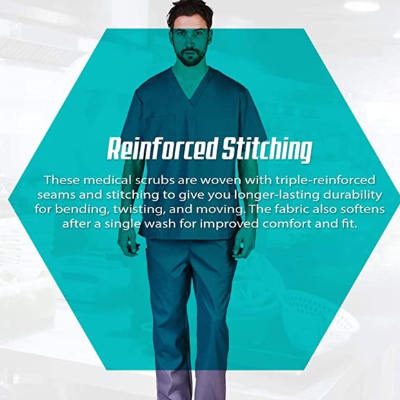 Men Scrub Set Medical Scrub Top and Pants M - Picture 5 of 6